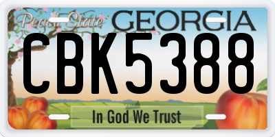 GA license plate CBK5388