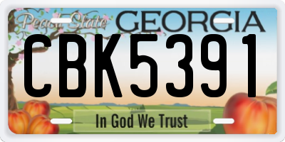 GA license plate CBK5391