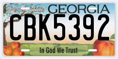 GA license plate CBK5392