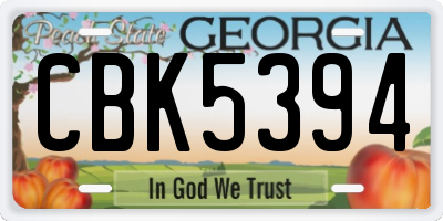 GA license plate CBK5394