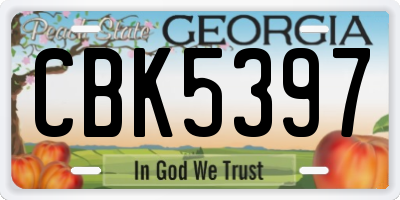 GA license plate CBK5397