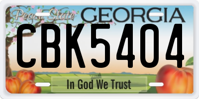 GA license plate CBK5404