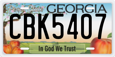 GA license plate CBK5407