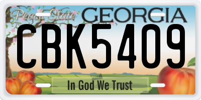 GA license plate CBK5409