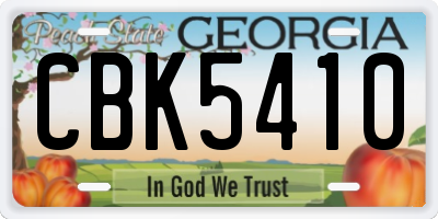 GA license plate CBK5410