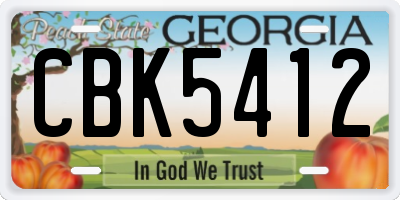 GA license plate CBK5412