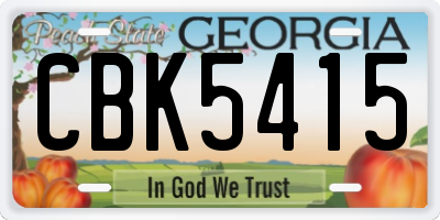 GA license plate CBK5415