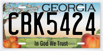 GA license plate CBK5424