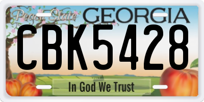 GA license plate CBK5428