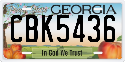 GA license plate CBK5436