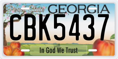 GA license plate CBK5437