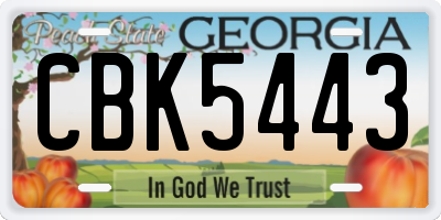 GA license plate CBK5443