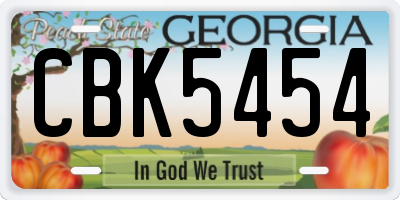 GA license plate CBK5454