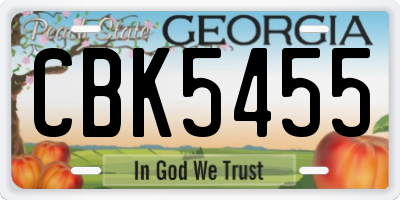 GA license plate CBK5455