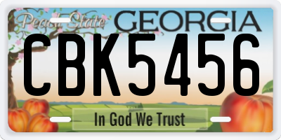 GA license plate CBK5456