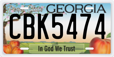 GA license plate CBK5474