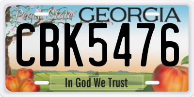 GA license plate CBK5476