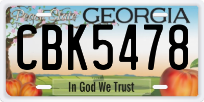 GA license plate CBK5478