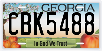 GA license plate CBK5488