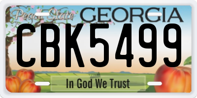 GA license plate CBK5499