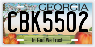 GA license plate CBK5502