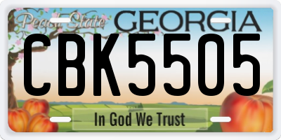 GA license plate CBK5505