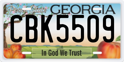 GA license plate CBK5509