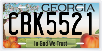 GA license plate CBK5521