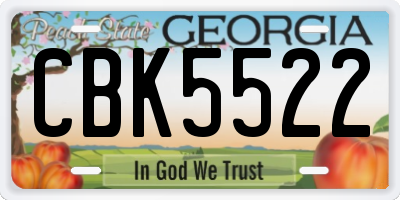 GA license plate CBK5522