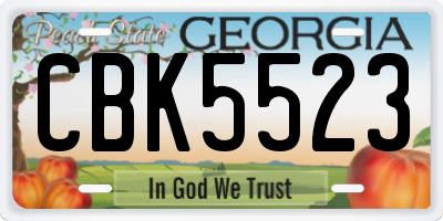 GA license plate CBK5523