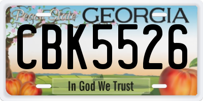 GA license plate CBK5526