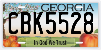 GA license plate CBK5528