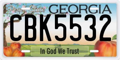 GA license plate CBK5532