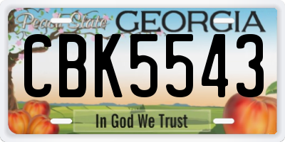 GA license plate CBK5543