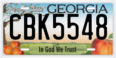 GA license plate CBK5548