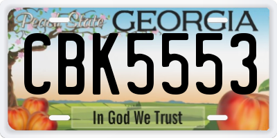 GA license plate CBK5553