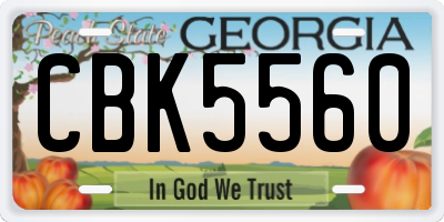 GA license plate CBK5560