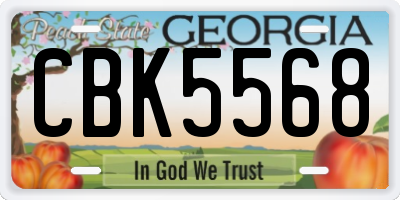 GA license plate CBK5568