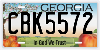 GA license plate CBK5572