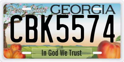 GA license plate CBK5574