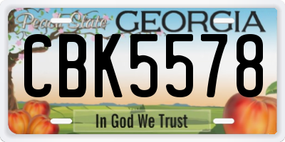 GA license plate CBK5578