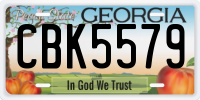 GA license plate CBK5579