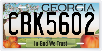 GA license plate CBK5602