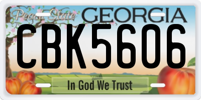 GA license plate CBK5606