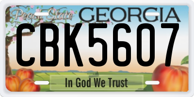 GA license plate CBK5607