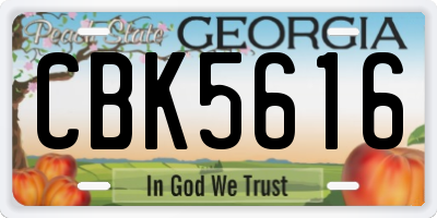 GA license plate CBK5616