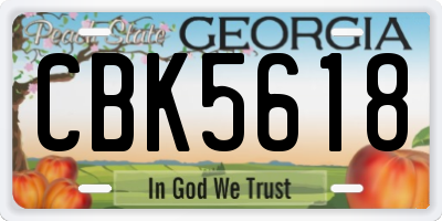 GA license plate CBK5618