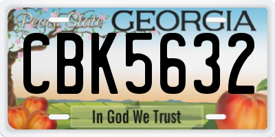 GA license plate CBK5632