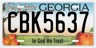GA license plate CBK5637