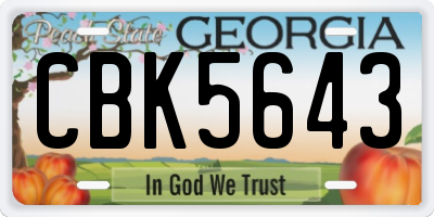 GA license plate CBK5643